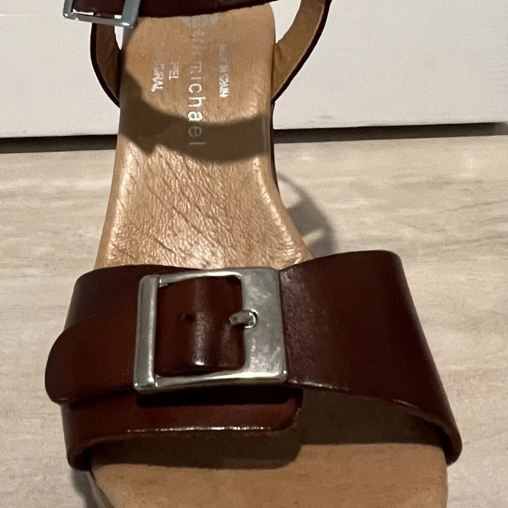 Eric Michael Jasmine Platform Heels in Brown Leather. Size EU 36. New In…‎